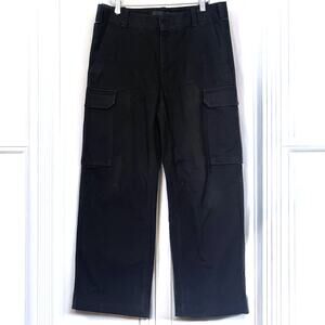 NILI LOTAN Yannic Cotton Twill Cargo Pants in Black Size 8